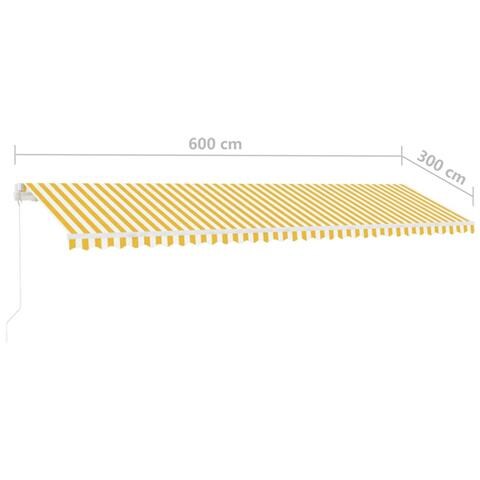 Tenda da Sole Retrattile Manuale e LED 600x300cm Gialla Bianca - Foto 10