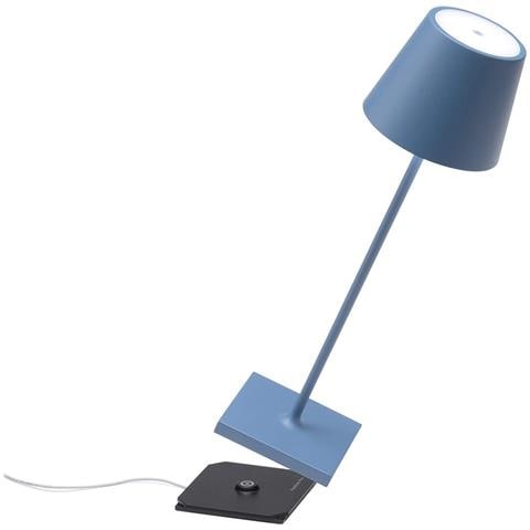 Lampada A Led Da Tavolo Poldina Pro Blu Avio Ricaricabile E Dimmerabile Con Batteria Fino A 12 Ore. Da Uso Esterno Ip65 - Foto 3