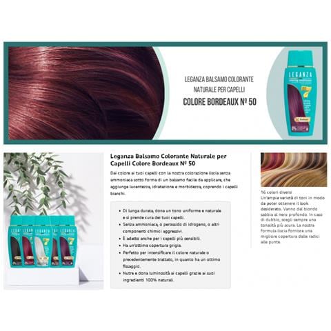 Balsamo Colorante Per Capelli Colore Bordeaux Nº 50 ""leganza"" Colorante Senza Ammoniaca |arricchito Con Oli Naturali - Foto 8