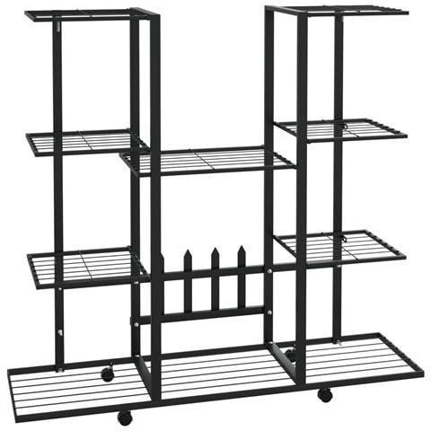 Portafiori Con Ruote 94,5x24,5x91,5 Cm Ferro Nero - Foto 2
