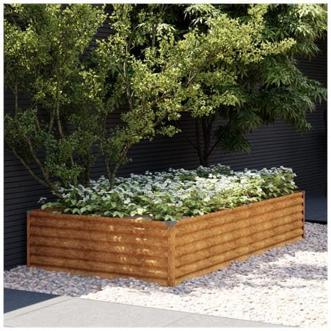 Fioriera Rialzata da Giardino 195x100x36 cm in Acciaio Corten - Foto 1