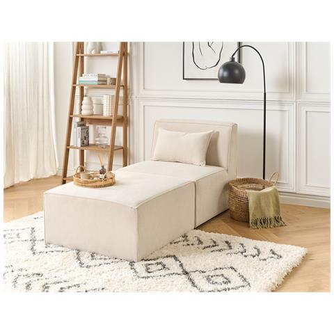 Chaise Longue Lemvig Velluto A Coste Beige Chiaro - Foto 1
