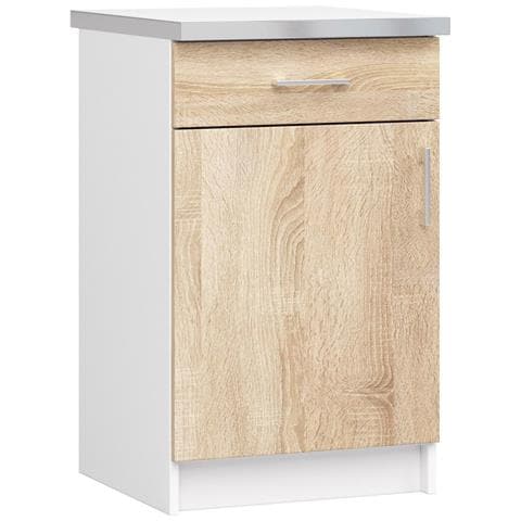 Mobile cucina modulare con piano di lavoro LIMA, 1 anta, 50x44,5x82 cm, Colore Bianco e Sonoma Quercia - Foto 1