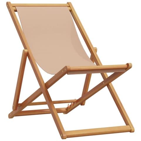 Sedia Da Spiaggia Pieghevole Tortora Legno Eucalipto E Tessuto - Foto 2