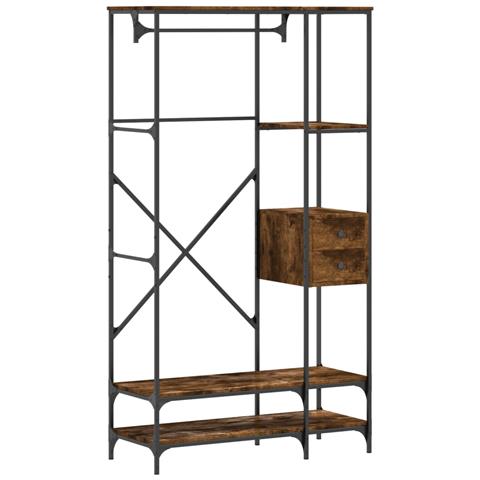 Appendiabiti Con Scaffali Rovere Fumo In Legno Multistrato - Foto 1