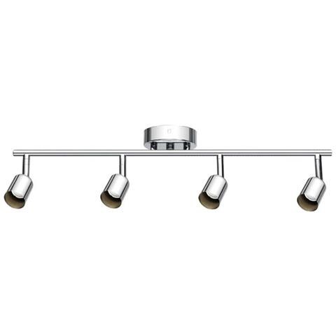 Applique 4 Faretti Soffitto Sospensione Plaffoniera Orientabili Gu10 Led Cromato - Foto 1