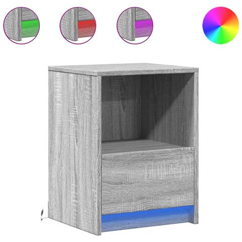 Comodini Con Luci Led 2pz Grigio Sonoma In Legno Multistrato - Foto 2