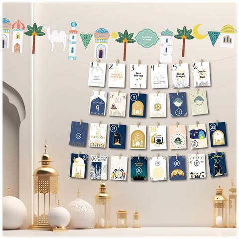 Set Di 2 Decorazioni Per Il Ramadan Mubarak, Calendario Di 30 Giorni - Foto 3