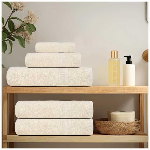 Set Asciugamani 6 Pz Crema 360 Gsm 100% Cotone - Foto 3