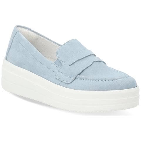 Blue Casual Closed Loafers Mocassino Pelle Scamosciata /nabuk Scarpe Donna Blu Eu 38, D1c05-11 - Foto 1