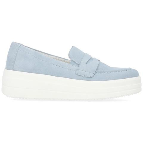 Blue Casual Closed Loafers Mocassino Pelle Scamosciata /nabuk Scarpe Donna Blu Eu 38, D1c05-11 - Foto 2