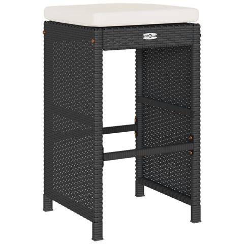 Sgabelli da Bar con Cuscini 4 pz Neri in Polyrattan - Foto 9