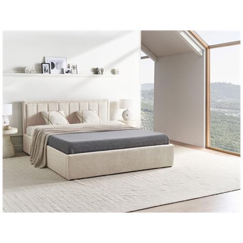 Letto Contenitore Bouclé Montlaur 160 X 200 Cm Beige - Foto 1