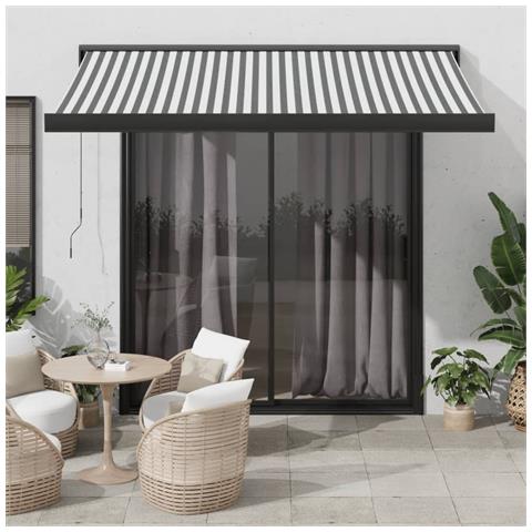 Tenda Da Sole Antracite E Bianca 3x2,5 M Tessuto E Alluminio - Foto 1