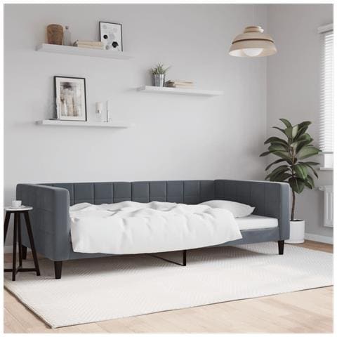 Letto Da Giorno Grigio Scuro 100x200 Cm In Velluto - Foto 1