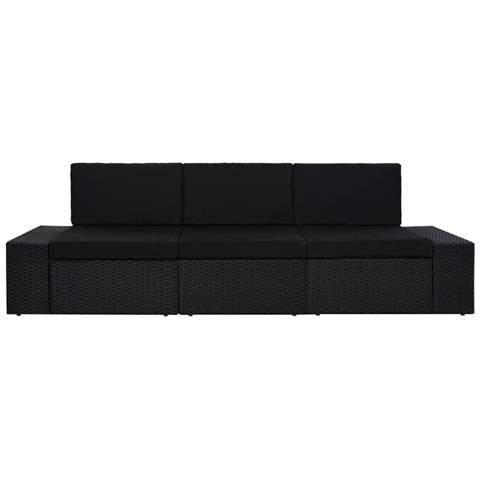 Lusso Casadino -  Divano Modulare A 3 Posti In Polyrattan Nero - Foto 1