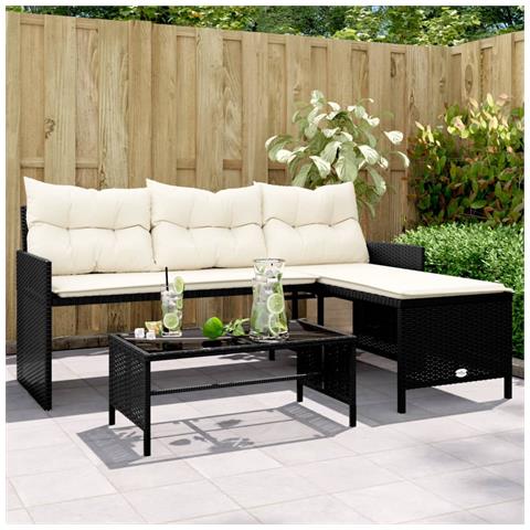 Lusso Casadino - Divano Da Giardino Con Tavolo E Cuscini A L Nero In Polyrattan - Foto 8