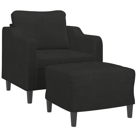 Poltrona Con Poggiapiedi Nero 60 Cm In Tessuto - Foto 2