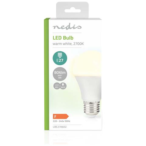 Lampadina Led 8w E27 806 Lm A60 2700 K Stile Retrò Smerigliato, Bianco - Foto 2