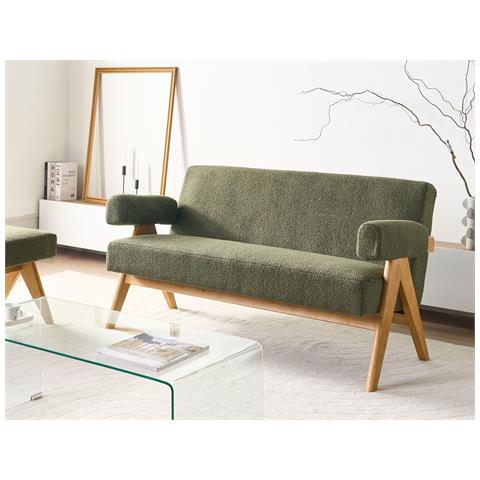 Divano 2 Posti Tamre Bouclé Verde /marrone Chiaro - Foto 1