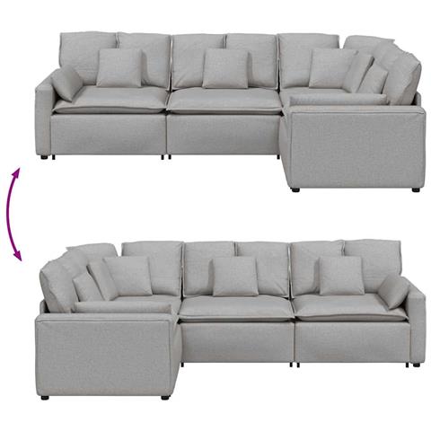 Divano Modulare con Cuscini in Tessuto Grigio Nuvola - Foto 9