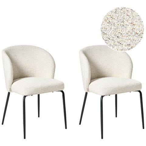 Set Di 2 Sedie Da Pranzo Zana Bouclé Beige Chiaro - Foto 2