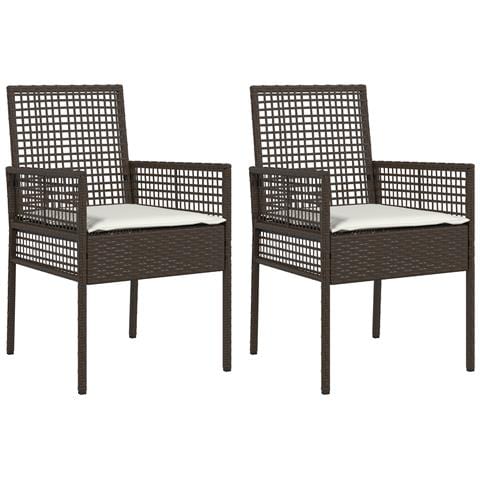 Sdraio da Giardino 2 pz con Cuscini Marrone Polirattan - Foto 1