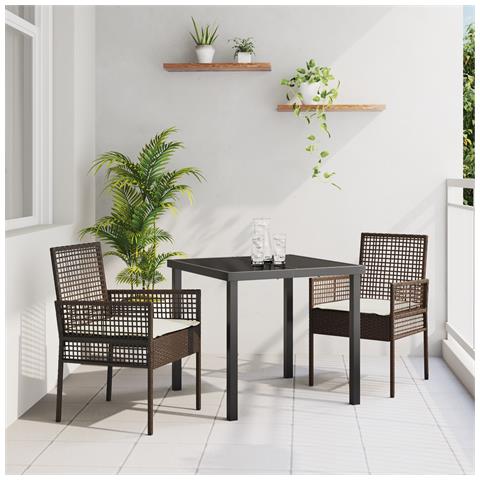 Sdraio da Giardino 2 pz con Cuscini Marrone Polirattan - Foto 2