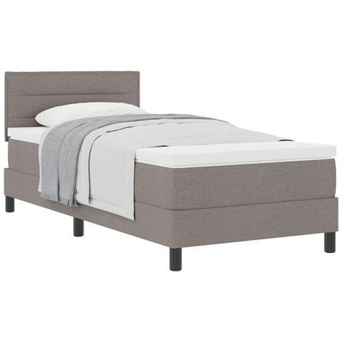 Letto a Rete con Materasso Taupe 80x200 cm Tessuto - Foto 1