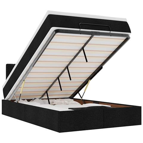 Pouf Letto con Materasso Nero 120x190 cm in Tessuto - Foto 1