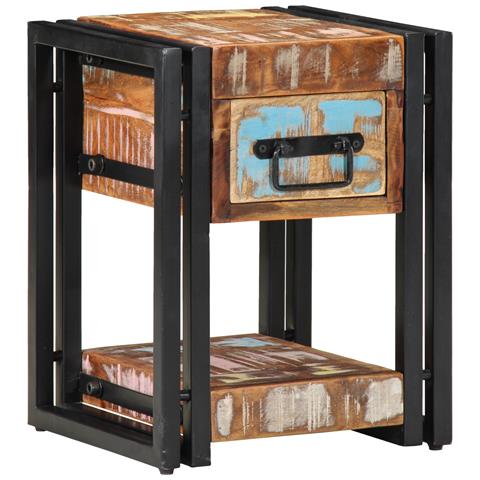 Comodino 40x40x40 cm in Legno Massello Recuperato - Foto 2
