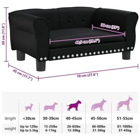 Lettino per Cani Nero 70x45x30 cm in Similpelle - Foto 7