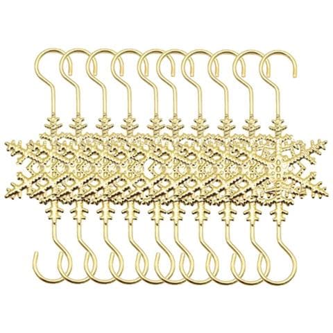 Piccoli Ganci A Fiocco Di Neve - Set Di 10 Ganci In Metallo Per Decorazioni Natalizie Gold - Foto 1