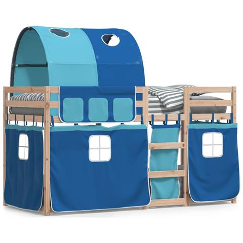 Letto a Castello senza Materasso Blu 75x190 cm Massello Pino - Foto 1