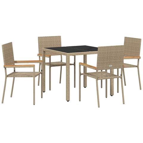 Set da Pranzo per Giardino 5 pcs Beige 90 x 90 x 75 cm - Foto 1
