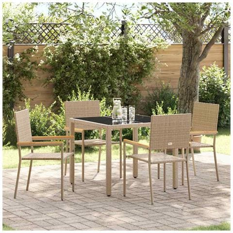 Set da Pranzo per Giardino 5 pcs Beige 90 x 90 x 75 cm - Foto 2