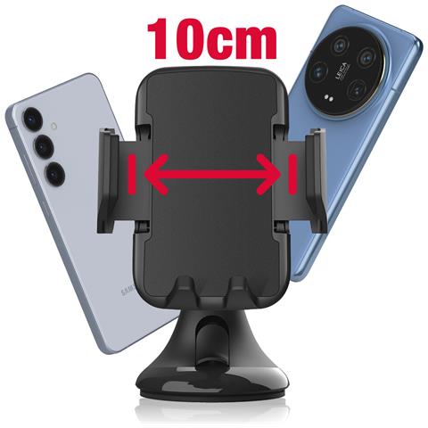 Supporto Per Auto Per Smartphone Universale, Fissaggio A Ventosa, Rotazione A 360°, Nero - Foto 4