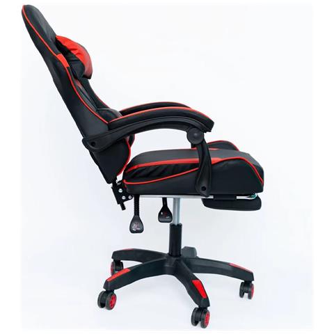 Sedia Gaming Da Scrivania Con Poggiapiedi E Cuscino Lombare E Cervicale Nero E Rosso - Foto 2