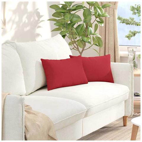 Cuscini da Divano 2 pcs Rosso 50 x 30 cm Tessuto - Foto 2