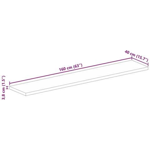 Piano per Tavolo 160x40x3,8cm Rettangolare Legno Massello Mango - Foto 9