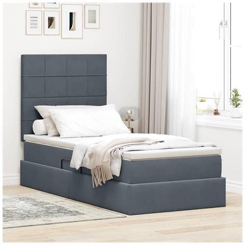 Letto con contenitore e materasso Grigio scuro 90 x 200 cm - Foto 2