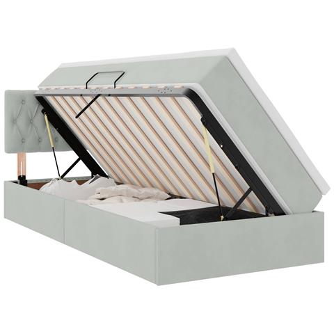 Letto con Contenitore Grigio chiaro 90 x 200 cm Velluto - Foto 1