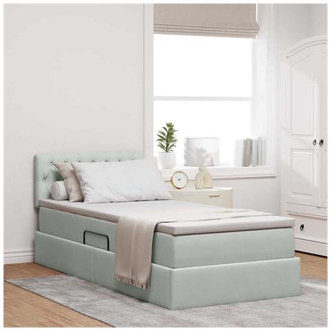 Letto con Contenitore Grigio chiaro 90 x 200 cm Velluto - Foto 2