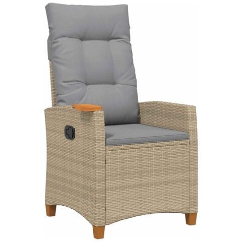 Poltrona reclinabile con tavolino 62 x 64 x 112 cm polyrattan - Foto 1