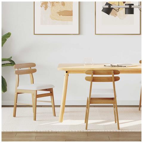 Sedia da pranzo 2 pcs Naturale e chiaro Legno di gomma solido - Foto 2