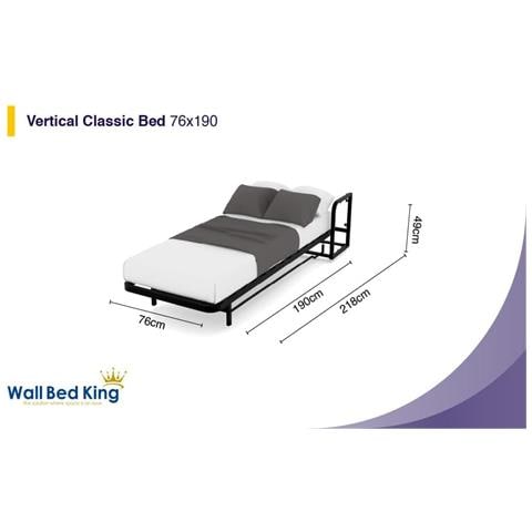 Letto a Scomparsa Verticale Classic 76 x 190 - Meccanismo a Pistone a Gas, Supporta fino a 250kg, Design Salva-spazio, Montaggio Facile, Compatibile con Materassi (Spessore Fino a 30cm) - Foto 2
