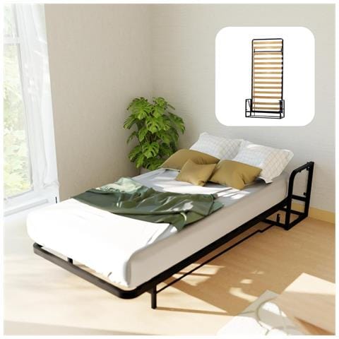 Letto a Scomparsa Verticale Classic 76 x 190 - Meccanismo a Pistone a Gas, Supporta fino a 250kg, Design Salva-spazio, Montaggio Facile, Compatibile con Materassi (Spessore Fino a 30cm) - Foto 1