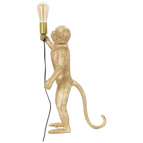 Lampada Da Tavolo Monkey Oro In Resina Glam 26x34x55 Cm - Foto 2