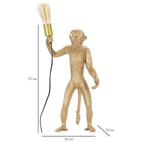 Lampada Da Tavolo Monkey Oro In Resina Glam 26x34x55 Cm - Foto 8