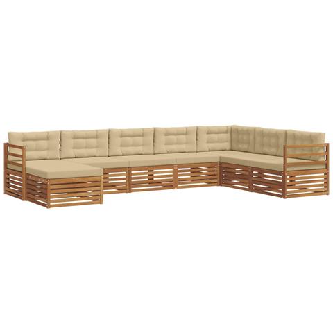 Set divani 8 pcs Naturale e Beige Legno di Acacia Massello - Foto 1